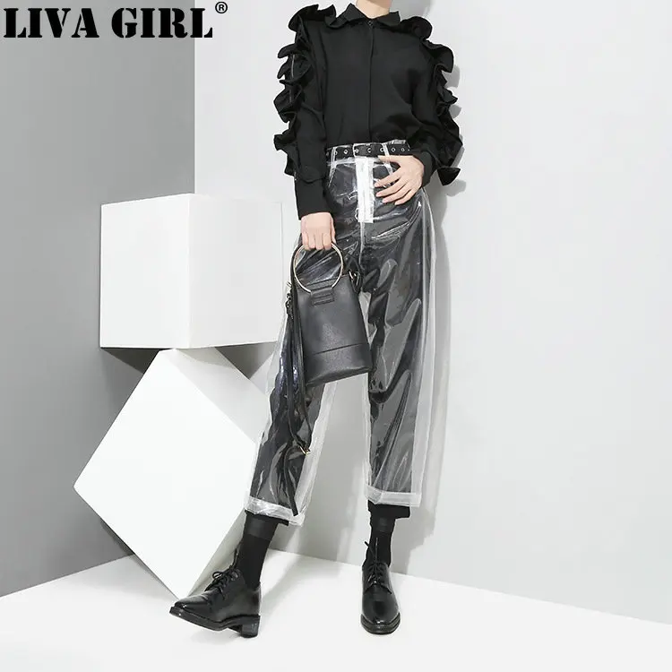 Korean Style Women Transparent PU Pencil Pants Calf Length Girls Stylish See-Through Unique Wear Casual Pants Trousers
Korean Style Women Transparent PU Pencil Pants Calf Length Girls Stylish See-Through Unique Wear Casual Pants Trousers