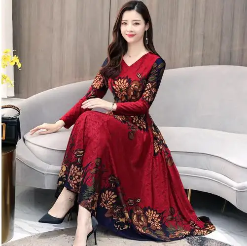 Plus Size S-3XL Autumn Winter New Arrival V Collar Flower Printed Long Sleeve Woman Long Dress Elegant Vintage Vestidos LJ774
Plus Size S-3XL Autumn Winter New Arrival V Collar Flower Printed Long Sleeve Woman Long Dress Elegant Vintage Vestidos LJ774