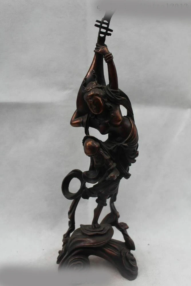 DS 13"Chinese Folk Red Bronze Beautiful flying Apsaras Belle strum on pipa Lute Sta
DS 13"Chinese Folk Red Bronze Beautiful flying Apsaras Belle strum on pipa Lute Sta