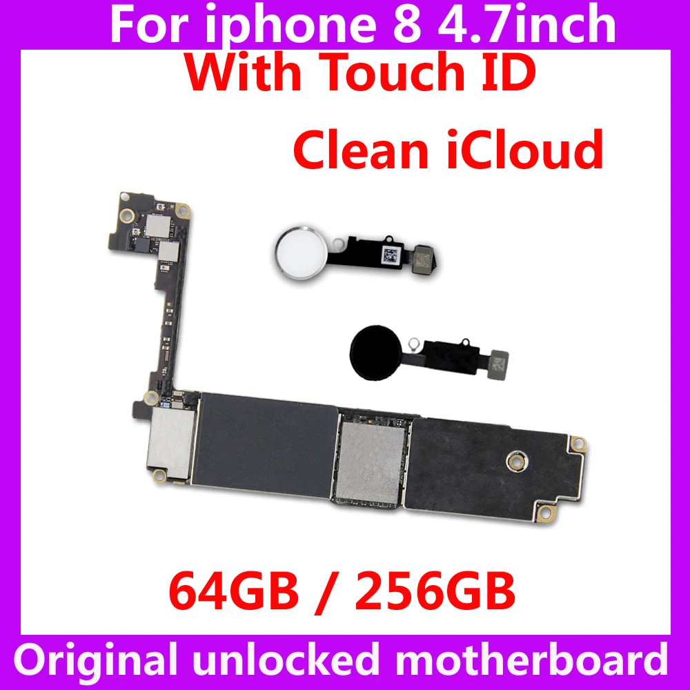 100% Original motherboard with / NO touch ID for iphone 8,Factory unlocked For iphone 8 mainboard+Chips Clean iCloud IOS system
100% Original motherboard with / NO touch ID for iphone 8,Factory unlocked For iphone 8 mainboard+Chips Clean iCloud IOS system
