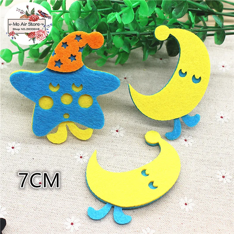 7CM 5pcs Non-woven star/moon crescent patches Felt Appliques for clothes Sewing Supplies diy craft ornament
7CM 5pcs Non-woven star/moon crescent patches Felt Appliques for clothes Sewing Supplies diy craft ornament