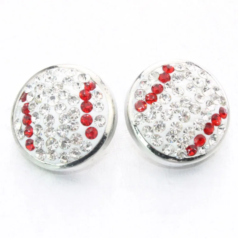

New arrive 10pcs/lot crystal baseball snap buttons charms DIY 18mm snap button pendants bracelets & bangle sport jewelry