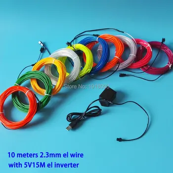 DC-5V USB 2.3mm 10M 10Colors Select Flexible EL wire LED Neon Light glowing Rope tube Holiday lighting Toys Car DIY Decoration
DC-5V USB 2.3mm 10M 10Colors Select Flexible EL wire LED Neon Light glowing Rope tube Holiday lighting Toys Car DIY Decoration