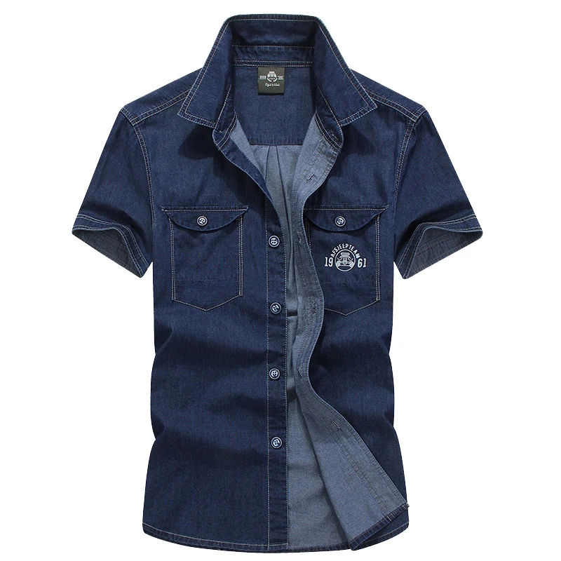 New short sleeve men shirt camiseta masculina AFS JEEP denim shirt mens shirts casual slim fit camisas de hombre plus size 5XL
New short sleeve men shirt camiseta masculina AFS JEEP denim shirt mens shirts casual slim fit camisas de hombre plus size 5XL