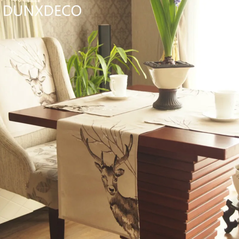 DUNXDECO Table Runner Placemat Tablecloth Party Decoration Linen Look Blend Fabric Deer Embroidery Nordic Pattern
DUNXDECO Table Runner Placemat Tablecloth Party Decoration Linen Look Blend Fabric Deer Embroidery Nordic Pattern
