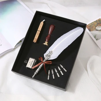A set of English calligraphy feather pens Writing ink pen set Stationery gift box 5 nibs wedding gift feather pen
A set of English calligraphy feather pens Writing ink pen set Stationery gift box 5 nibs wedding gift feather pen
