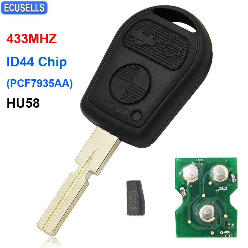 3 Button Remote Key Smart Car Key Control for BMW 3 5 7 X5 X3 Z4 E38 E39 E46 433MHz With ID44 Chip PCF7935AA HU58 Uncut Blade
3 Button Remote Key Smart Car Key Control for BMW 3 5 7 X5 X3 Z4 E38 E39 E46 433MHz With ID44 Chip PCF7935AA HU58 Uncut Blade