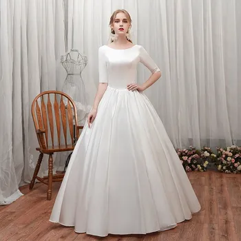 Half Sleeves Satin Beach Wedding Dress 2020 Spring Fall A Wedding Gowns Lace Up vestido de noiva
Half Sleeves Satin Beach Wedding Dress 2020 Spring Fall A Wedding Gowns Lace Up vestido de noiva