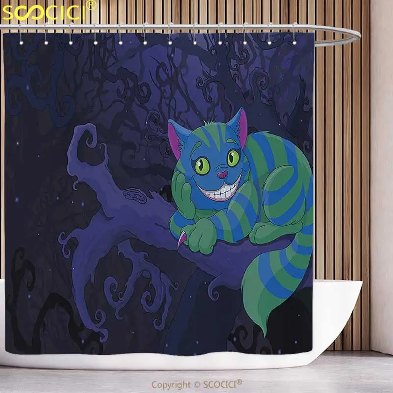 Decorative Shower Curtain Alice in Wonderland Decorations Collection Chester Cat Sitting on Branch in Fairy Forest Character
Decorative Shower Curtain Alice in Wonderland Decorations Collection Chester Cat Sitting on Branch in Fairy Forest Character