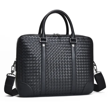 Handbag Men's Weave Briefcase Large Crossbody Fashion Large Capacity 13" Computer Bag Black 
Handbag Men's Weave Briefcase Large Crossbody Fashion Large Capacity 13" Computer Bag Black