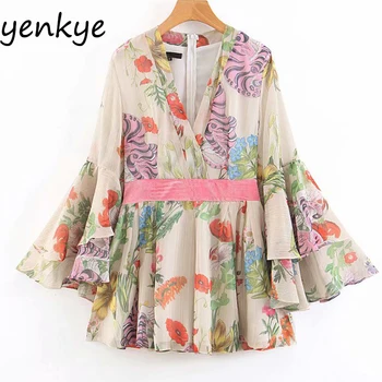 Multicolor Floral Print Holiday Summer Boho Jumpsuit Women Layered Flare Sleeve V Neck Chiffon Jumpsuit Short Romper mono mujer
Multicolor Floral Print Holiday Summer Boho Jumpsuit Women Layered Flare Sleeve V Neck Chiffon Jumpsuit Short Romper mono mujer