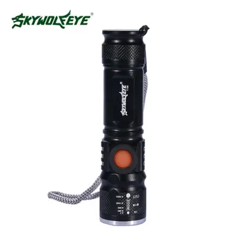 SKYWOLFEYE Zoomable 1000Lm T6 LED Flashlight USB Rechargeable Pocket Torch Lamp Waterproof USB 18650 Battery 3 Modes Adjustable
SKYWOLFEYE Zoomable 1000Lm T6 LED Flashlight USB Rechargeable Pocket Torch Lamp Waterproof USB 18650 Battery 3 Modes Adjustable
