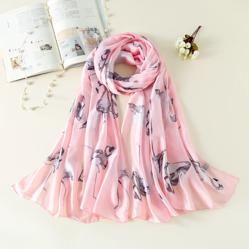 Spring Autumn Fashion Women Scarves Pink Feather Flamingo Print Pure Silk Scarf Foulard Luxury Brand 2018
Spring Autumn Fashion Women Scarves Pink Feather Flamingo Print Pure Silk Scarf Foulard Luxury Brand 2018