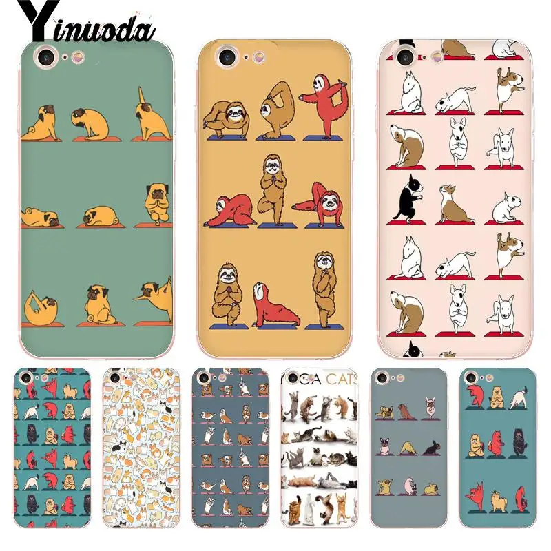 Чехол Yinuoda для iphone 7 6 X милый чехол с французским бульдогом Ленивец йогой оболочка