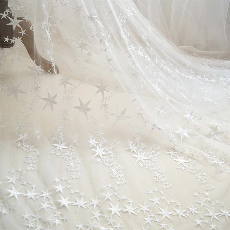 Modern 145cm Wide Delicate Stars Embroidered Tulle Lace High Quality Wedding Dress Fabric Clothing Decorative Clothes Diy Cloth
Modern 145cm Wide Delicate Stars Embroidered Tulle Lace High Quality Wedding Dress Fabric Clothing Decorative Clothes Diy Cloth