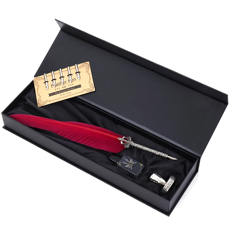 Fountain Pen Suit Vintage Dip Feather Pen Writing Ink Set with Gift Box Stationery Antique Calligraphy Pen Office Supplies Gifts
Fountain Pen Suit Vintage Dip Feather Pen Writing Ink Set with Gift Box Stationery Antique Calligraphy Pen Office Supplies Gifts
