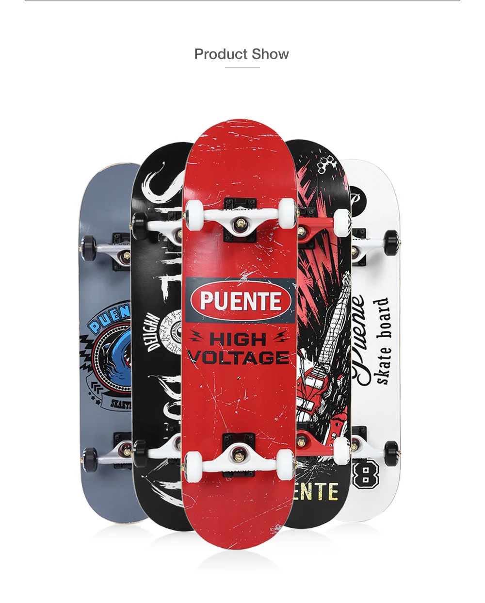 PUENTE 608 ABEC - 9 Adult Four-wheel Double Snubby Maple Skateboard for Entertainment