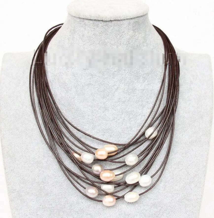 Hot sale new Style >>>>>17"-24" 13mm 15row white pink purple pearls wine red leather necklace j9635
Hot sale new Style >>>>>17"-24" 13mm 15row white pink purple pearls wine red leather necklace j9635