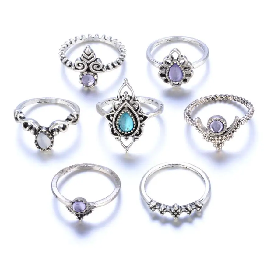 Stylish Jewelry Rings for women 7pcs/Set Women Bohemian Vintage Silver Stack Rings Above Knuckle Blue Rings Set anillos mujer #1
Stylish Jewelry Rings for women 7pcs/Set Women Bohemian Vintage Silver Stack Rings Above Knuckle Blue Rings Set anillos mujer #1
