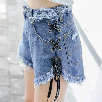 2017 bandage sidepiece water wash high waist denim shorts female wide leg pants all-match single-shorts 9082
2017 bandage sidepiece water wash high waist denim shorts female wide leg pants all-match single-shorts 9082