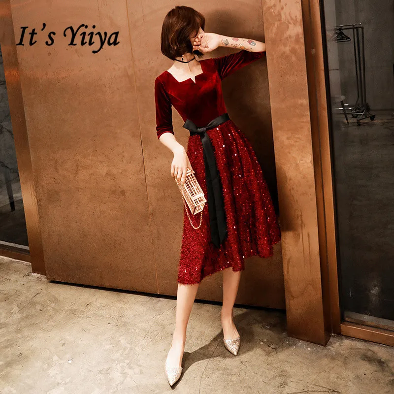 It's YiiYa Prom Dress Shining Velour Hem Tie Bow Formal Dresses Half Sleeve Zipper Wine Red Elegant Little Party Gowns E109
It's YiiYa Prom Dress Shining Velour Hem Tie Bow Formal Dresses Half Sleeve Zipper Wine Red Elegant Little Party Gowns E109