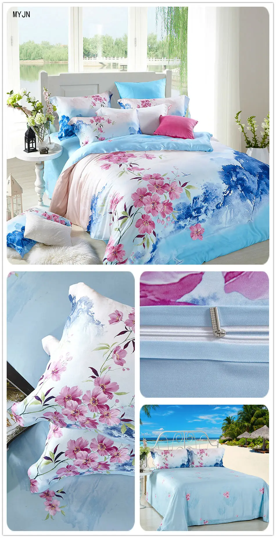 Beyond Cloud 100 Cotton Tribute Silk Home Hotel Bedding Sets King