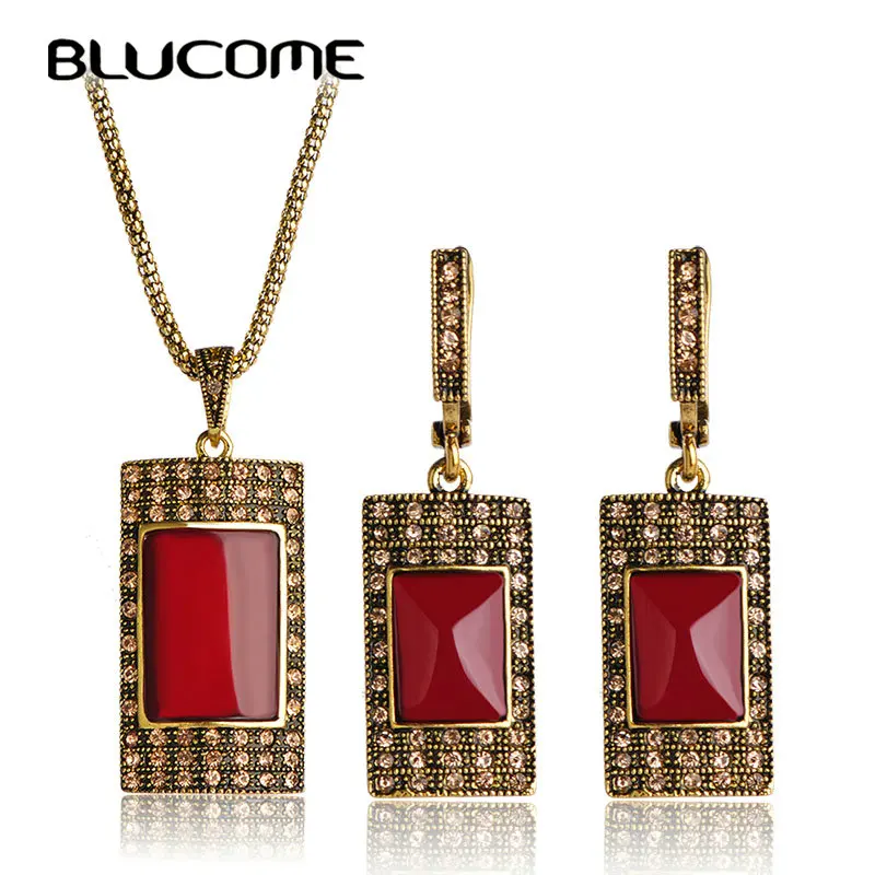 Blucome Turkish Square Resin Red Necklace Earrings Jewelry Set Princess Hooks Earrings Women Girl Banquet Party Accessories Gift
Blucome Turkish Square Resin Red Necklace Earrings Jewelry Set Princess Hooks Earrings Women Girl Banquet Party Accessories Gift