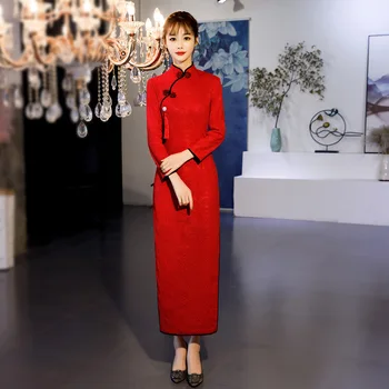 Red Female Lace Long Sleeve Classic Qipao Oversize 3XL Elegant Women Casual Daily Slim Dress Autumn Winter Vintage Vestidos
Red Female Lace Long Sleeve Classic Qipao Oversize 3XL Elegant Women Casual Daily Slim Dress Autumn Winter Vintage Vestidos