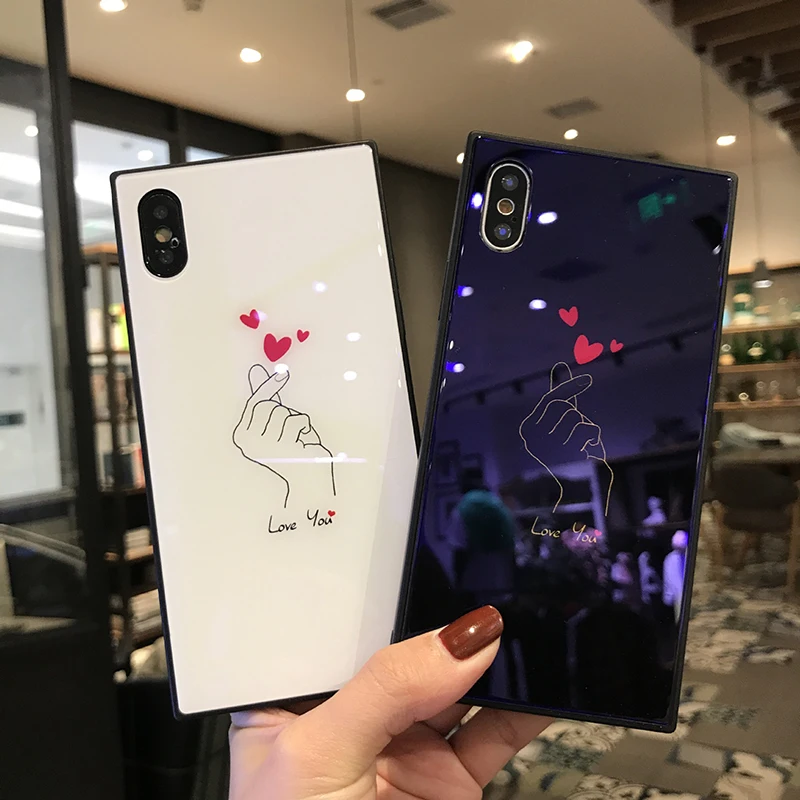 Luxury Square Blue Light Glass Phone Case For iPhone X XS Max XR 6 6S 7 8 Plus Cases Brand Girl Cute Heart kiss Pattern Cover
Luxury Square Blue Light Glass Phone Case For iPhone X XS Max XR 6 6S 7 8 Plus Cases Brand Girl Cute Heart kiss Pattern Cover