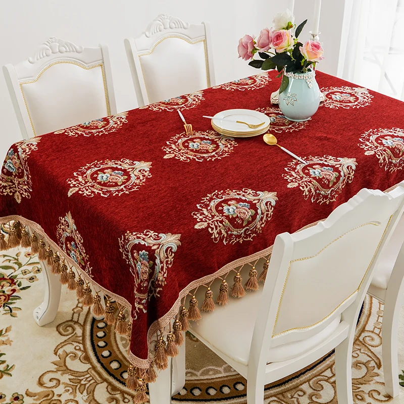 Europe Luxury Wedding Table Cloth Chenille Embroider Rectangle Table Covers with Tassel Navy Blue/Red Tablecloth for Home Decor
Europe Luxury Wedding Table Cloth Chenille Embroider Rectangle Table Covers with Tassel Navy Blue/Red Tablecloth for Home Decor
