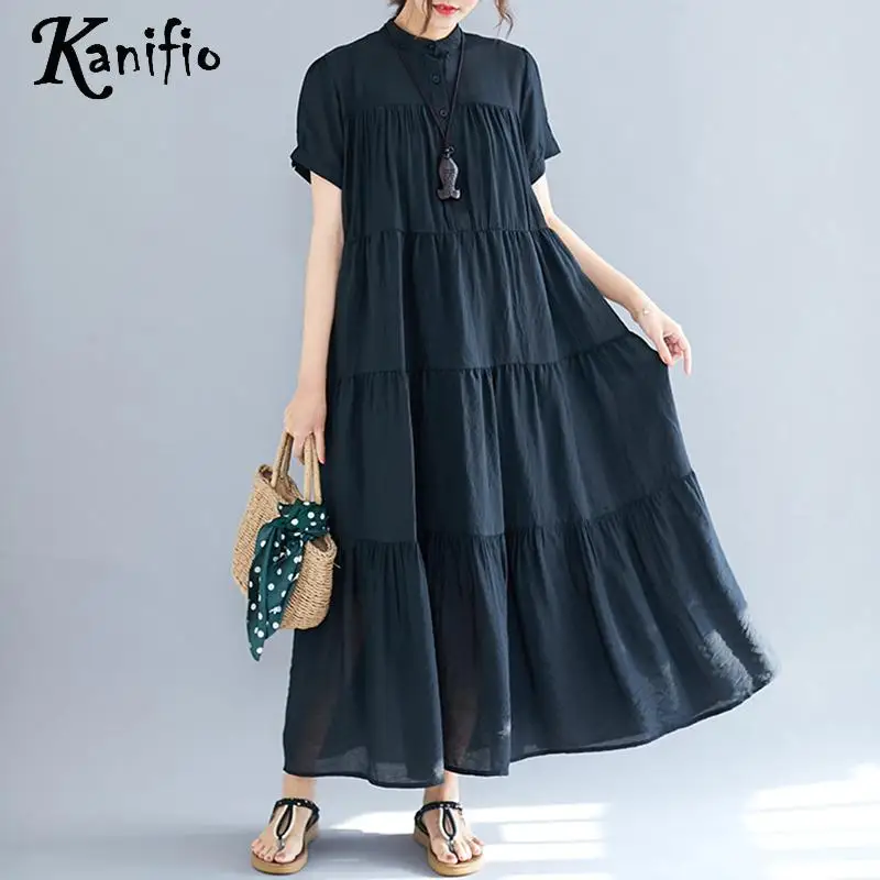 Kanifio Plus Size Women Casual Loose Summer Dresses Ladies Short Sleeve Maxi Long Dress Female Tunic Vestidios Black 7XL
Kanifio Plus Size Women Casual Loose Summer Dresses Ladies Short Sleeve Maxi Long Dress Female Tunic Vestidios Black 7XL