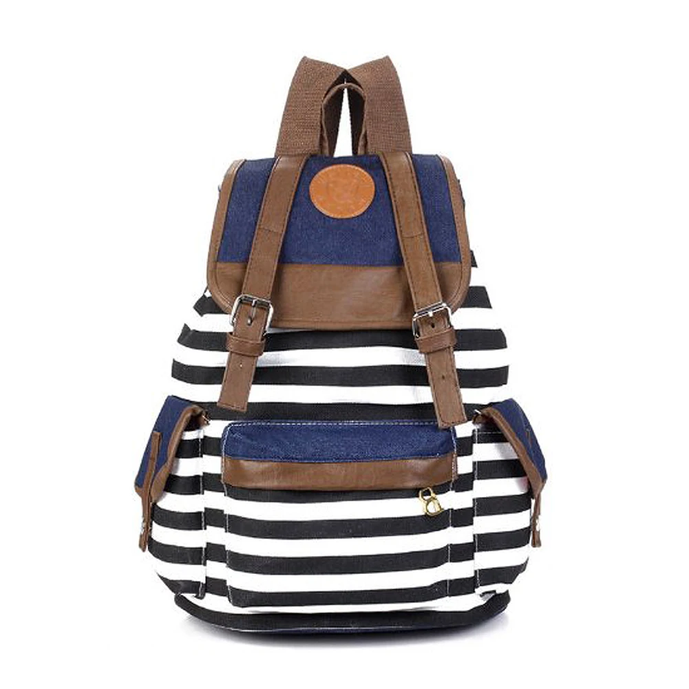 New Women Girls Striped Canvas Backpack Book Bag Travel Rucksack School Bag Shoulder Bag Satchels
New Women Girls Striped Canvas Backpack Book Bag Travel Rucksack School Bag Shoulder Bag Satchels
