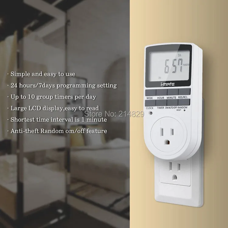 Timer Switch 24h/7days Programmable Digital Programmable Smart Socket Plug-in Energy-Saving for Lights and Appliance White
Timer Switch 24h/7days Programmable Digital Programmable Smart Socket Plug-in Energy-Saving for Lights and Appliance White