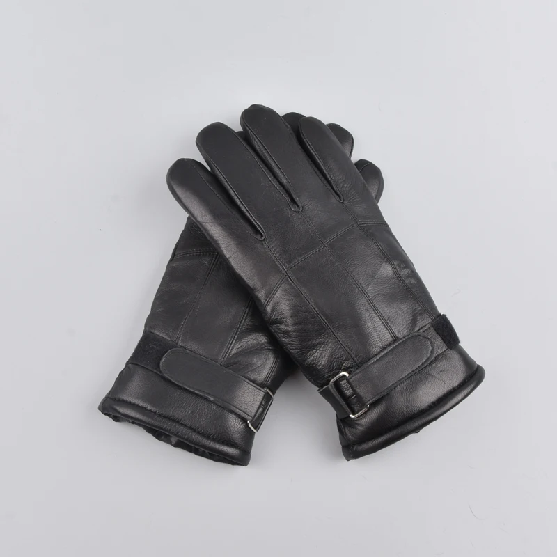 Hot Sale Men sheepskin gloves genuine leather glove for men winter Outdoor warm fur thickening thermal patchwork | Аксессуары для