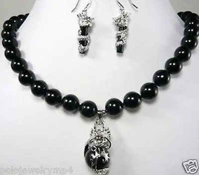 Jewelry 10mm black dragon earring pendant Necklace Set AAA style 100% Natural jade Noble Fine jewe
Jewelry 10mm black dragon earring pendant Necklace Set AAA style 100% Natural jade Noble Fine jewe