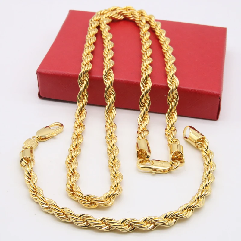 Jewelry Sets 4mm Rope Chain Gold Filled Necklace Bracelet Set for Men and Women
Jewelry Sets 4mm Rope Chain Gold Filled Necklace Bracelet Set for Men and Women