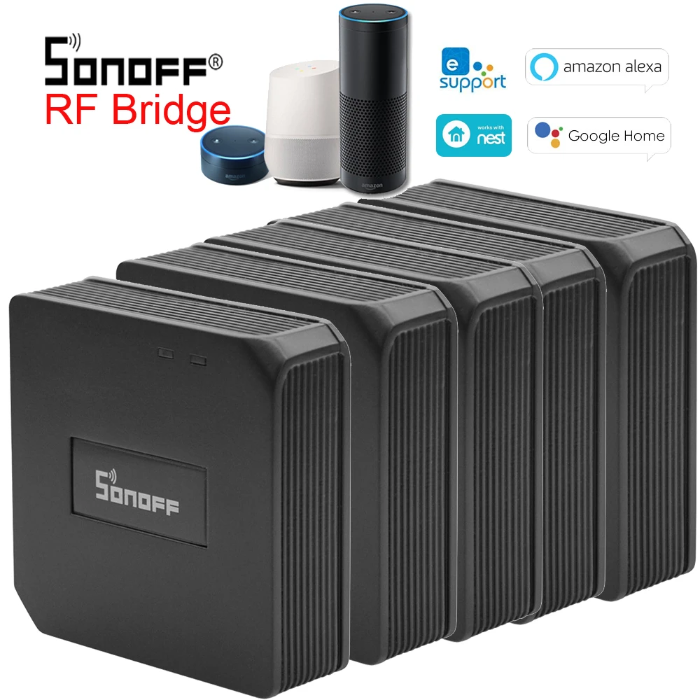 5PCS Sonoff RF Bridge WiFi 433MHz Universal Switch Intelligent Domotica Wi-Fi Remote RF Remote Controller Smart Home Automation
5PCS Sonoff RF Bridge WiFi 433MHz Universal Switch Intelligent Domotica Wi-Fi Remote RF Remote Controller Smart Home Automation