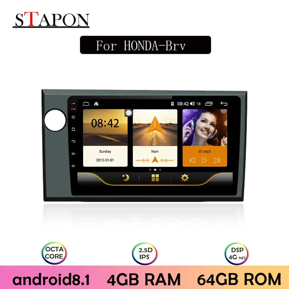 

STAPON 9inch for HONDA Brv 2015 left peptide Android 8.1 4GBRAM+64GBROM IPS DSP 4Gcar multimediaOcta-core with OBD2 RDS