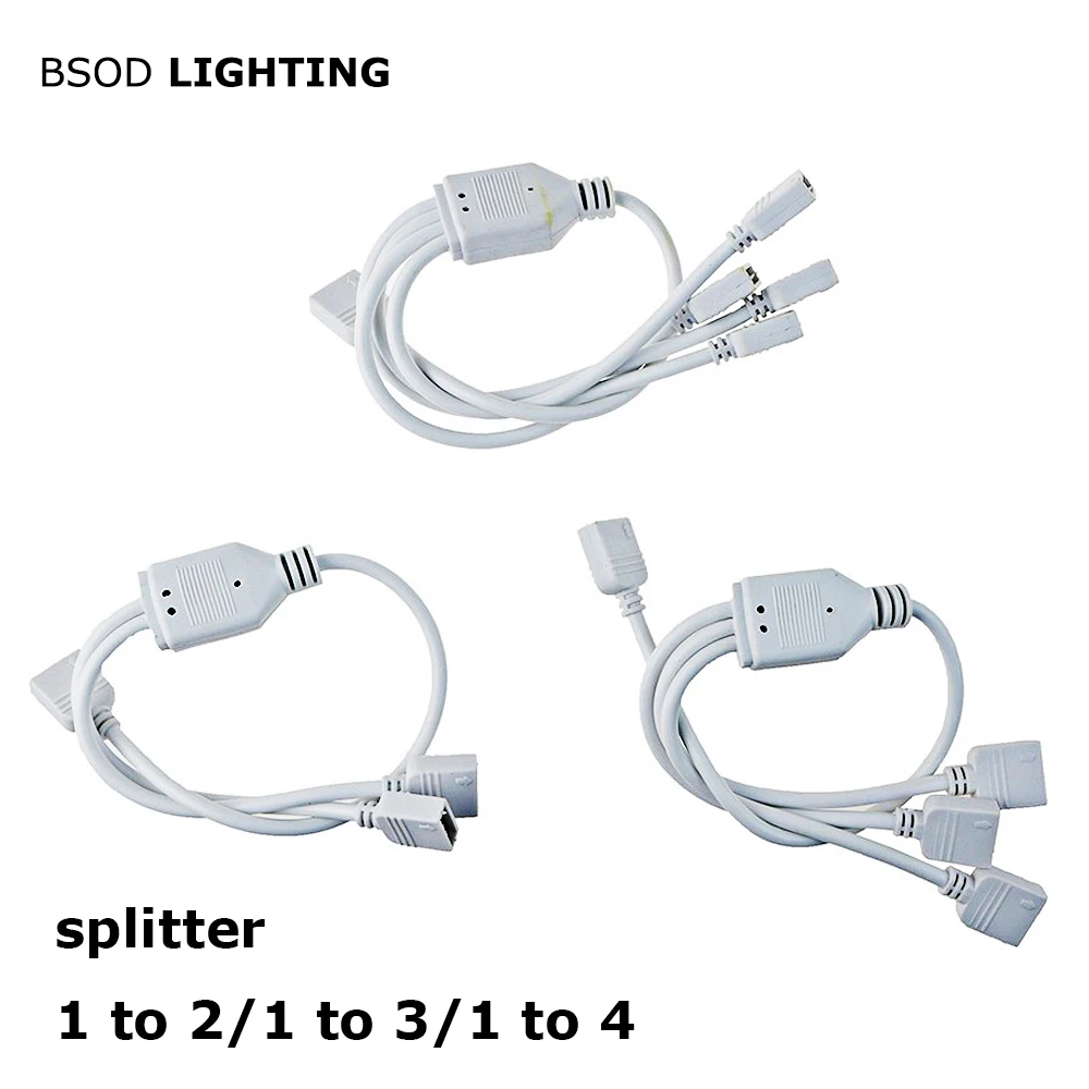 BSOD RGB 4 Pin Connector Cable Splitter 1 to 2 3 4 Ports with 4 Pin Needle Plug Led Light Extension Wire for 5050 3528 Led Line
BSOD RGB 4 Pin Connector Cable Splitter 1 to 2 3 4 Ports with 4 Pin Needle Plug Led Light Extension Wire for 5050 3528 Led Line