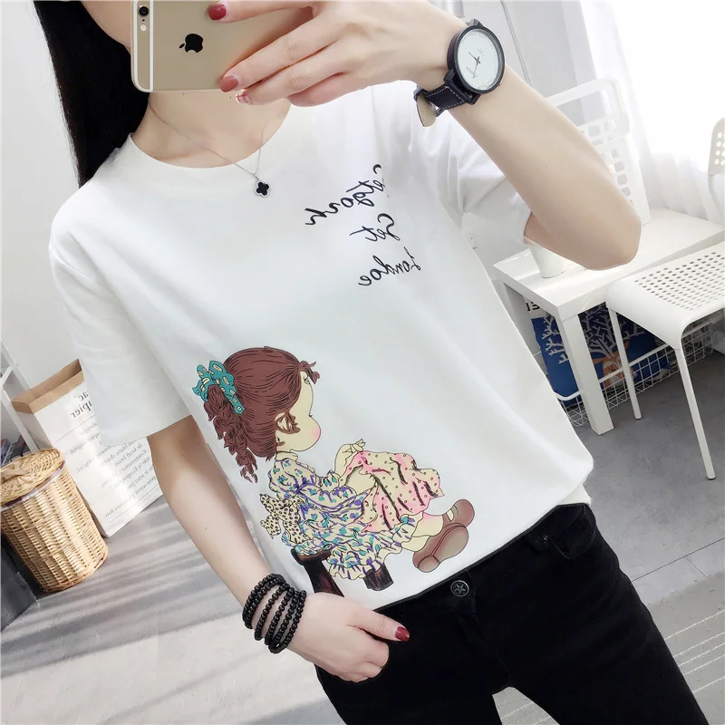 New 2019 Summer Fashion Print T Shirt Women Cotton O-neck Short Sleeve Tops For Women Kawaii Korean T shirt NS4305
New 2019 Summer Fashion Print T Shirt Women Cotton O-neck Short Sleeve Tops For Women Kawaii Korean T shirt NS4305