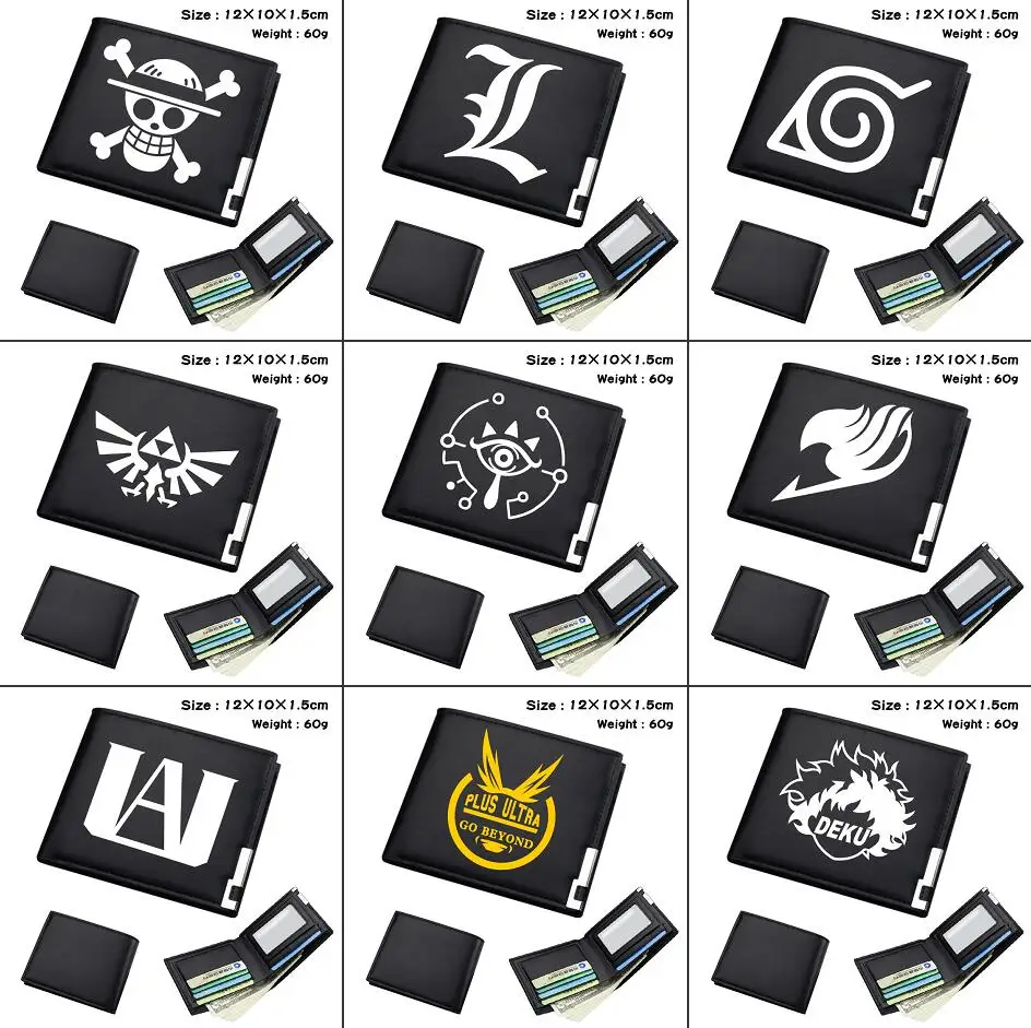 Anime My Hero Academia Naruto One Piece Short Bifold Wallets Photo Card Holder Men's Women's Leather Black PU Student Purses
Anime My Hero Academia Naruto One Piece Short Bifold Wallets Photo Card Holder Men's Women's Leather Black PU Student Purses