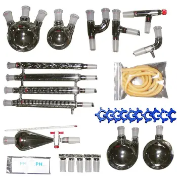 32 Pcs New Laboratory Essential Oil Distillation Apparatus Glassware Kit Full Set w/Graham Condenser Thermometer
32 Pcs New Laboratory Essential Oil Distillation Apparatus Glassware Kit Full Set w/Graham Condenser Thermometer