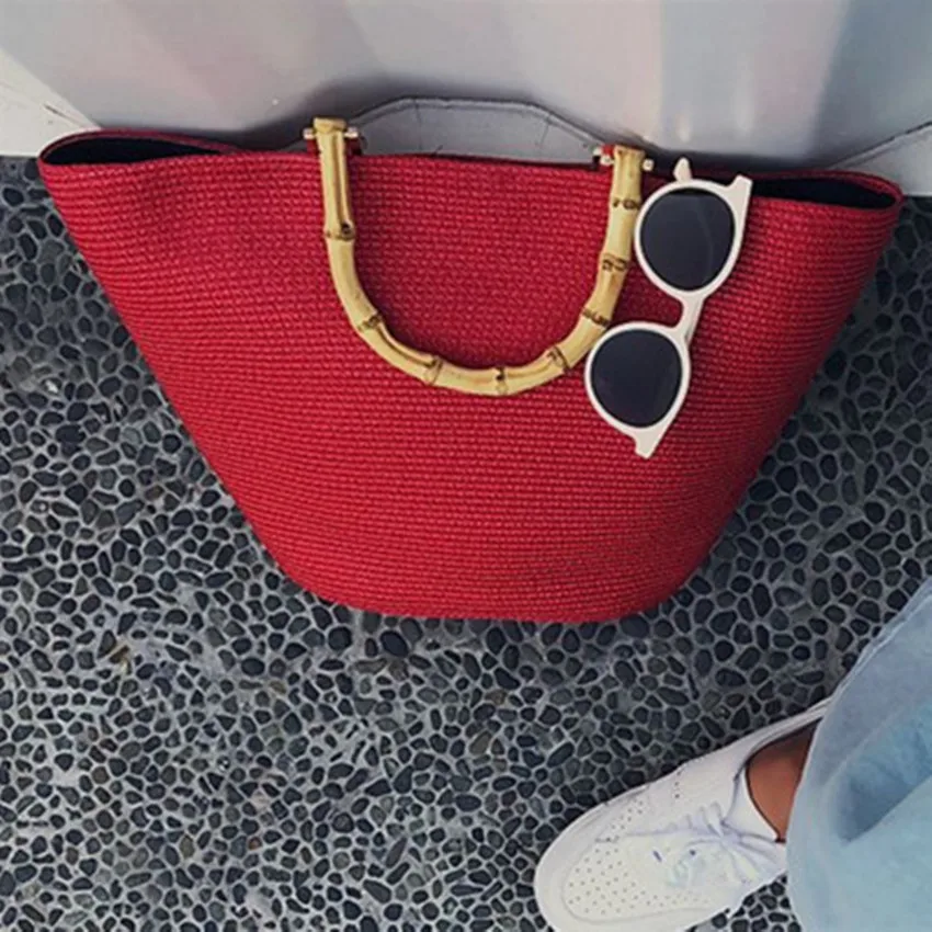 straw women bags Pure handnitting knitting Bamboo Handle totes casual tote straw handbags Free mailing
straw women bags Pure handnitting knitting Bamboo Handle totes casual tote straw handbags Free mailing