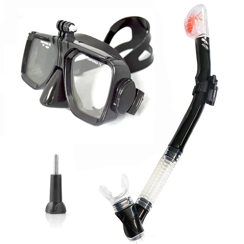 SCUBA DIVING MASK SNORKEL SET Black silicon scuba mask with dry snorkel One window tempered scuba mask for Gopro
SCUBA DIVING MASK SNORKEL SET Black silicon scuba mask with dry snorkel One window tempered scuba mask for Gopro