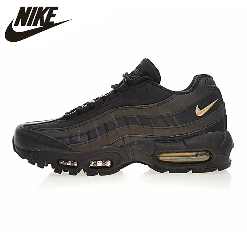 

NIKE AIR MAX 95 PREMIUM Men's Running Shoes, Outdoor Sneakers Shoes, Black Gold, Breathable Non-slip Heightened 924478 003