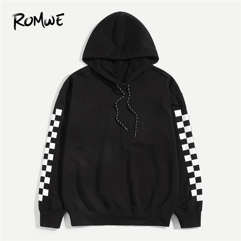 ROMWE Men Black Gingham Print Sleeve Drawstring Hoodie Autumn Casual Clothes 2019 Clothing Fashion Mens Long Sleeve Sweatshirt
ROMWE Men Black Gingham Print Sleeve Drawstring Hoodie Autumn Casual Clothes 2019 Clothing Fashion Mens Long Sleeve Sweatshirt