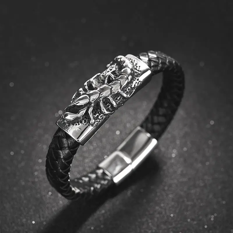 Jiayiqi Unique Scorpion Leather Bracelet Men Punk Jewelry Casual Retro Braided Bangle Magnetic Clasp Mens Wrist Band Party Gifts
Jiayiqi Unique Scorpion Leather Bracelet Men Punk Jewelry Casual Retro Braided Bangle Magnetic Clasp Mens Wrist Band Party Gifts