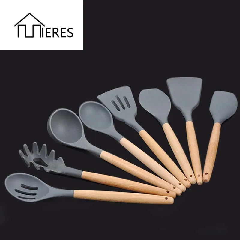 Mieres Silicone Wooden Handle Kitchen Set of 8 Non-stick Shovel Spoon Tool Set Shovel Soup Ladles Skimmers Cooking Utensils
Mieres Silicone Wooden Handle Kitchen Set of 8 Non-stick Shovel Spoon Tool Set Shovel Soup Ladles Skimmers Cooking Utensils