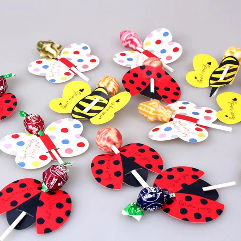 50pcs/bag Candy Lollipop Decoration Gift Cute Bees Ladybug Butterfly Design Lollypop Card Lovely Props For Kid's Birthday Party
50pcs/bag Candy Lollipop Decoration Gift Cute Bees Ladybug Butterfly Design Lollypop Card Lovely Props For Kid's Birthday Party