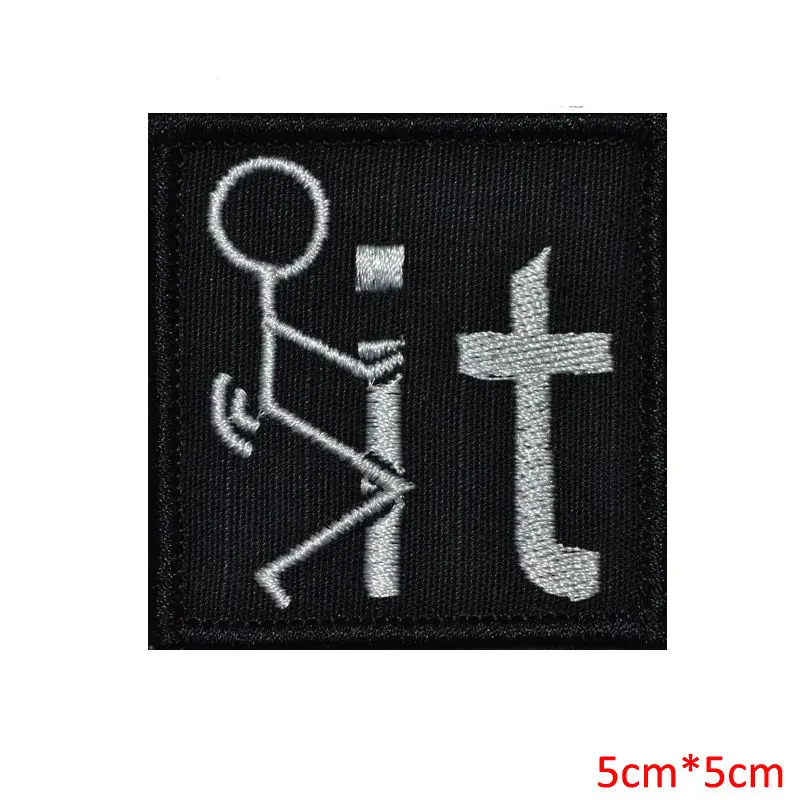 Image F**k It Symbol Military Patch Morale Patch  for clothes Sew on embroidered patch motif applique deal with it clothing